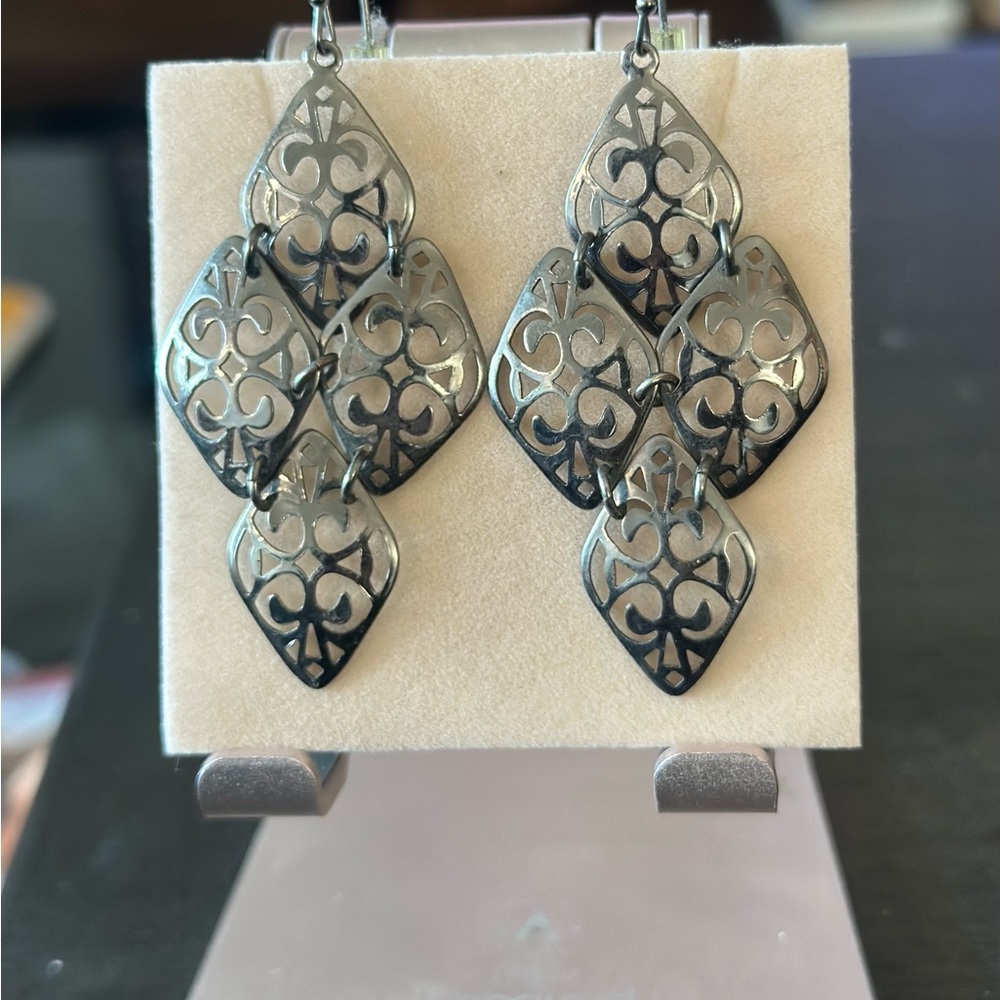 Charcoal Filigree chandelier Earrings